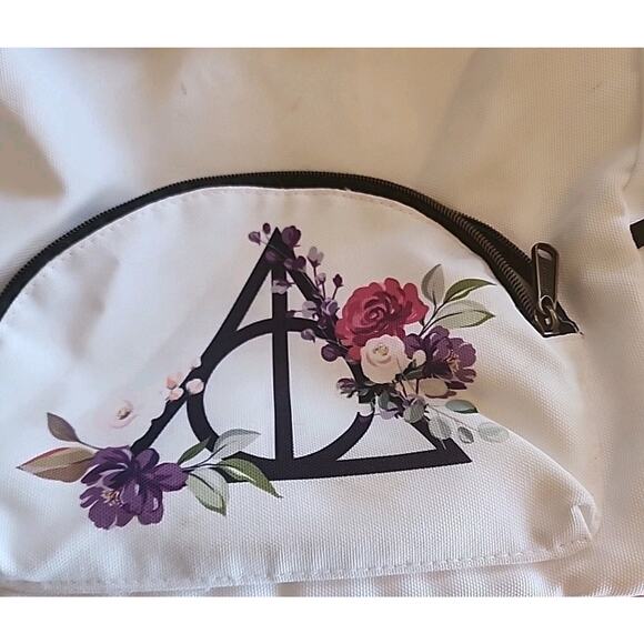 Harry Potter Loungefly Deathly Hallows Backpack Slouch Floral - Picture 3 of 12